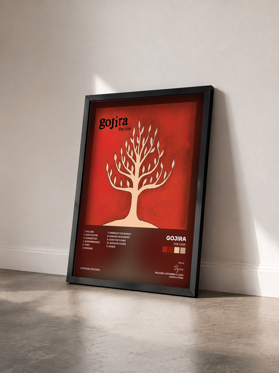 #noir Tableau de l'album The link de Gojira vu de trois quarts, cadre noir
