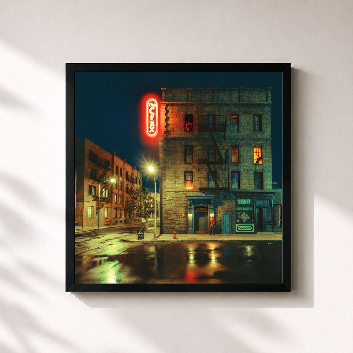 #noir Tableau carré de l'album The Crux Deluxe de Djo, cadre noir 32x32 cm