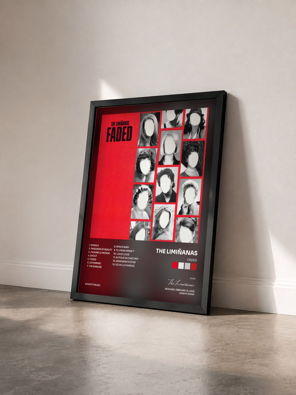 #noir Faded von The Limiñanas als gerahmter Kunstdruck von schräg gesehen, schwarzer Rahmen