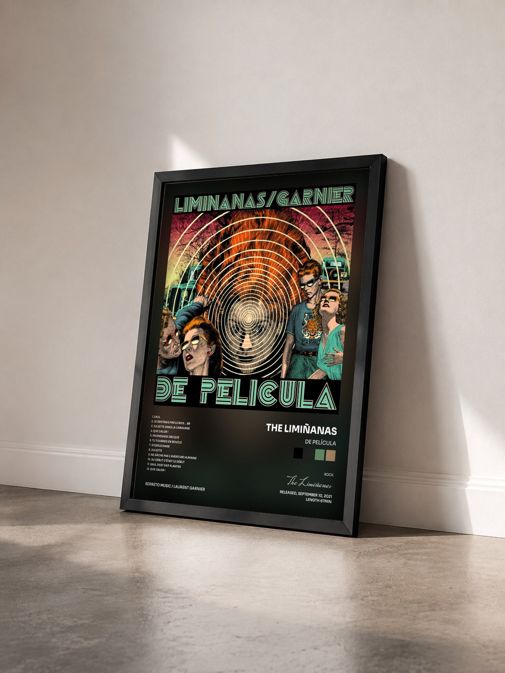 #noir De Película von The Limiñanas als gerahmter Kunstdruck von schräg gesehen, schwarzer Rahmen