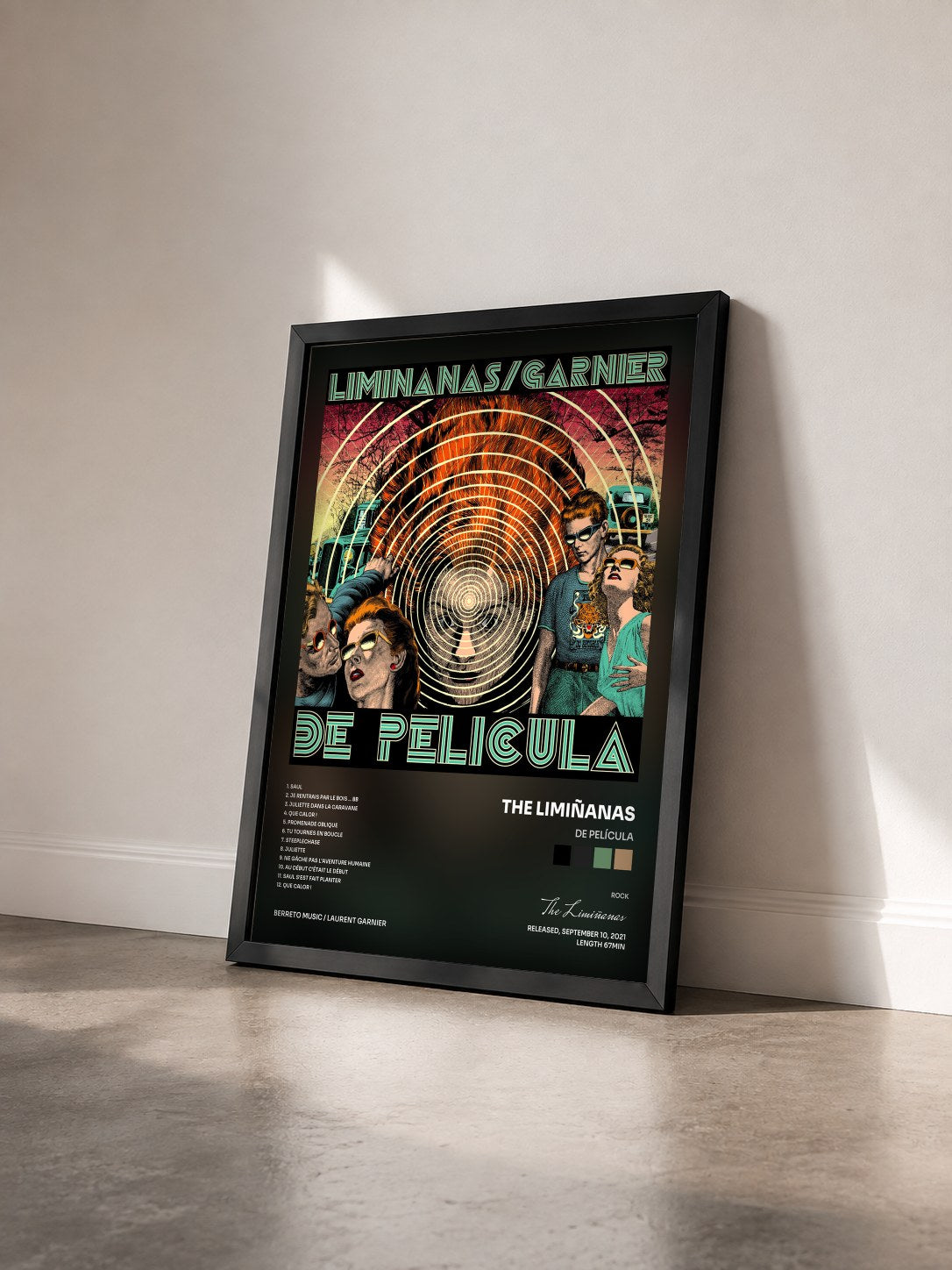 #noir De Película von The Limiñanas als gerahmter Kunstdruck von schräg gesehen, schwarzer Rahmen