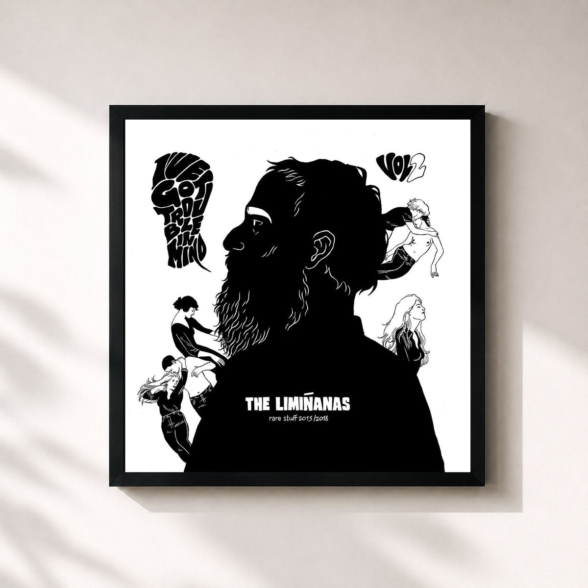 #noir I've Got Trouble In Mind Vol. 2 (Rare Stuff 2015/2018) von The Limiñanas als quadratischer Kunstdruck, schwarzer Rahmen 32x32 cm