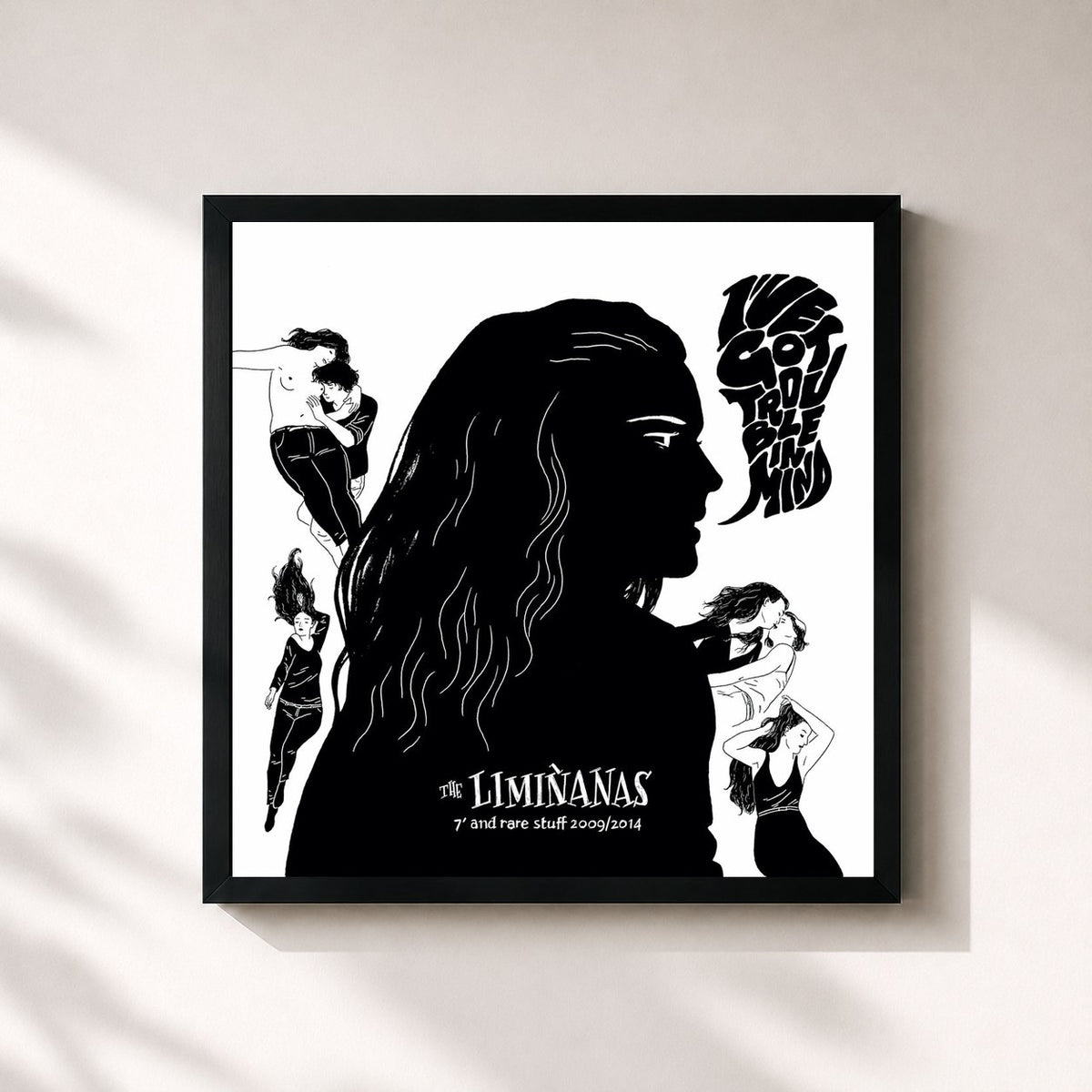 #noir I've Got Trouble In Mind von The Limiñanas als quadratischer Kunstdruck, schwarzer Rahmen 32x32 cm