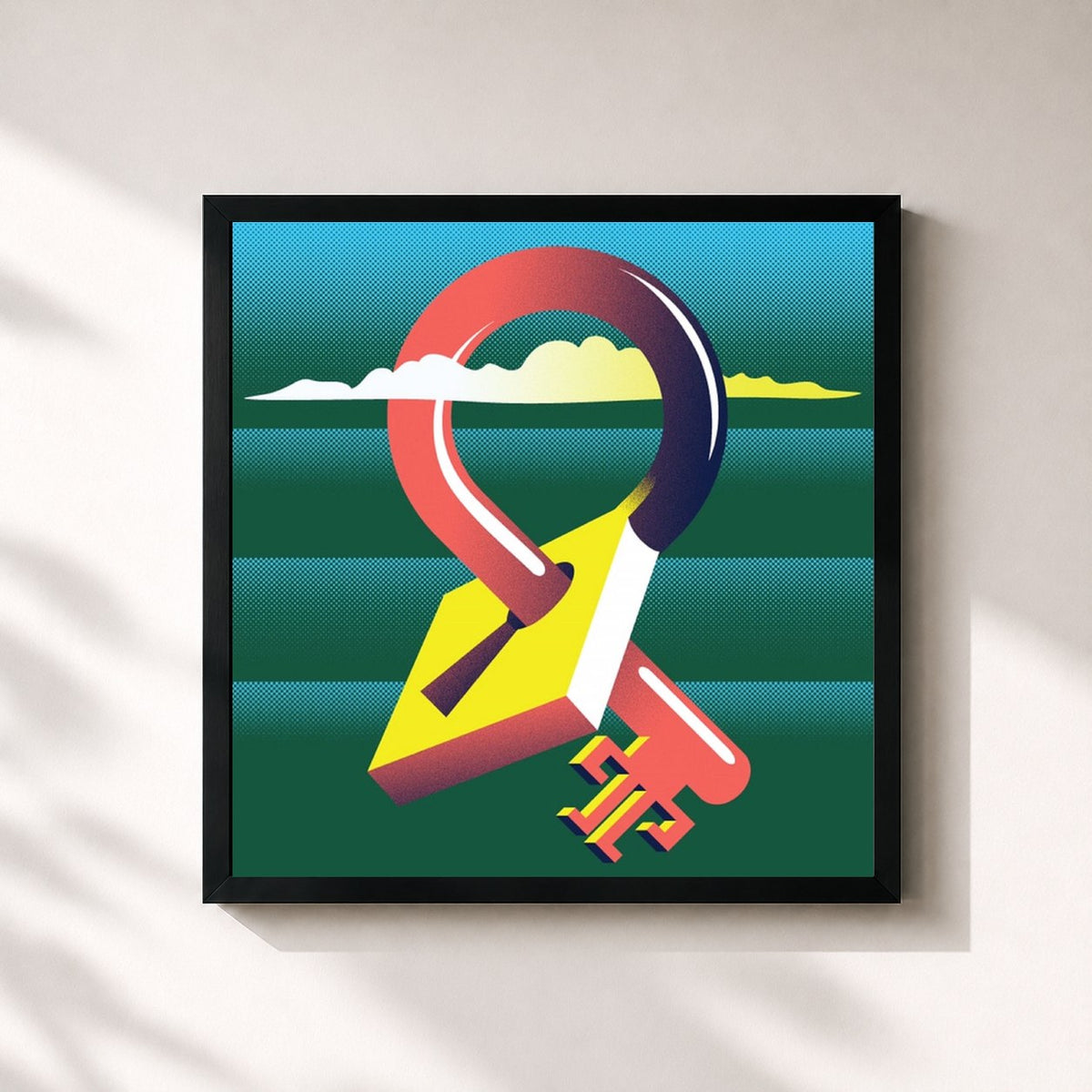 #noir Volcano by Temples as a square framed art print, black 32x32 cm frame