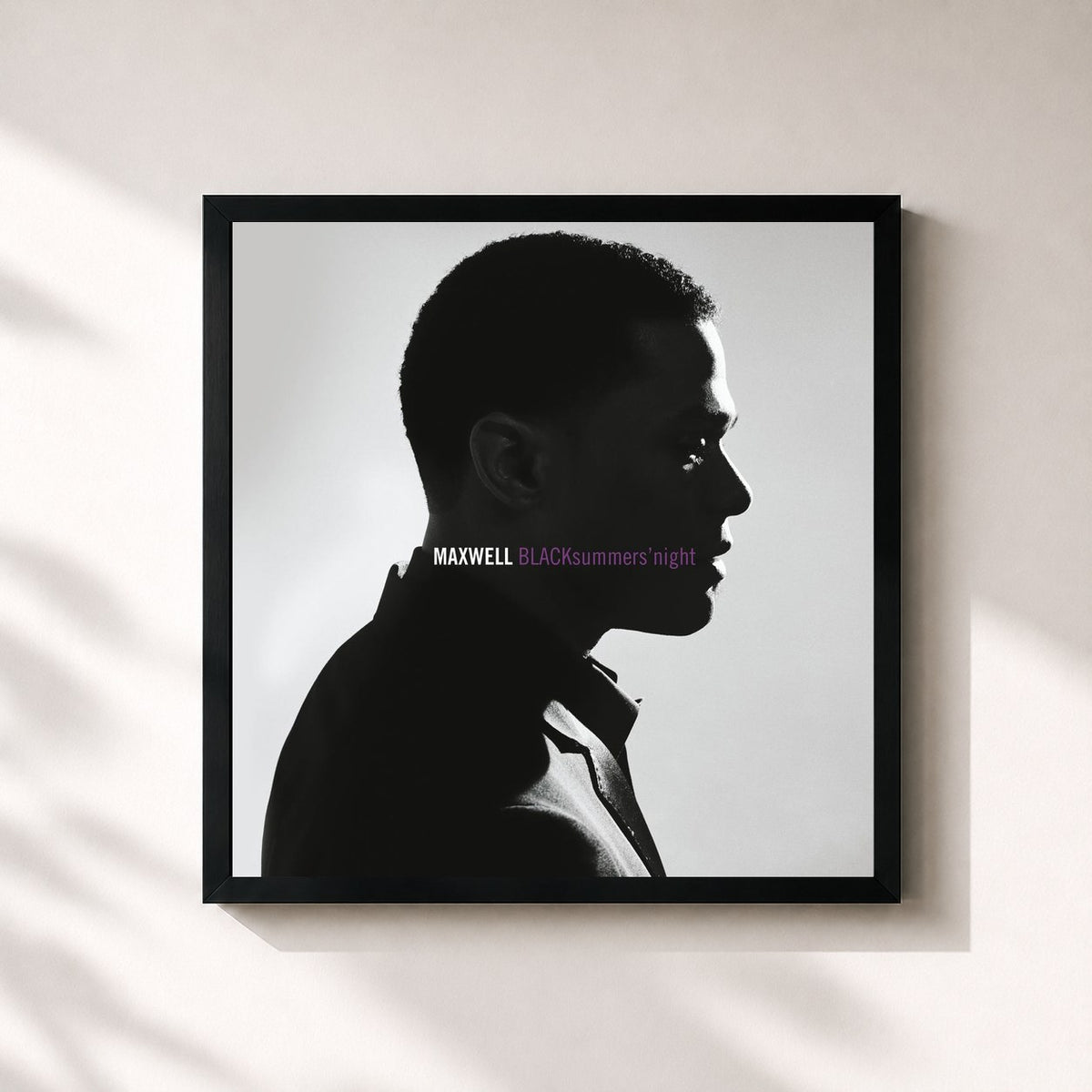 #noir Tableau carré de l'album BLACKsummers'night (2009) de Maxwell, cadre noir 32x32 cm
