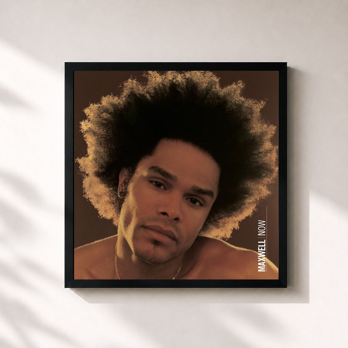 #noir Tableau carré de l'album Now de Maxwell, cadre noir 32x32 cm