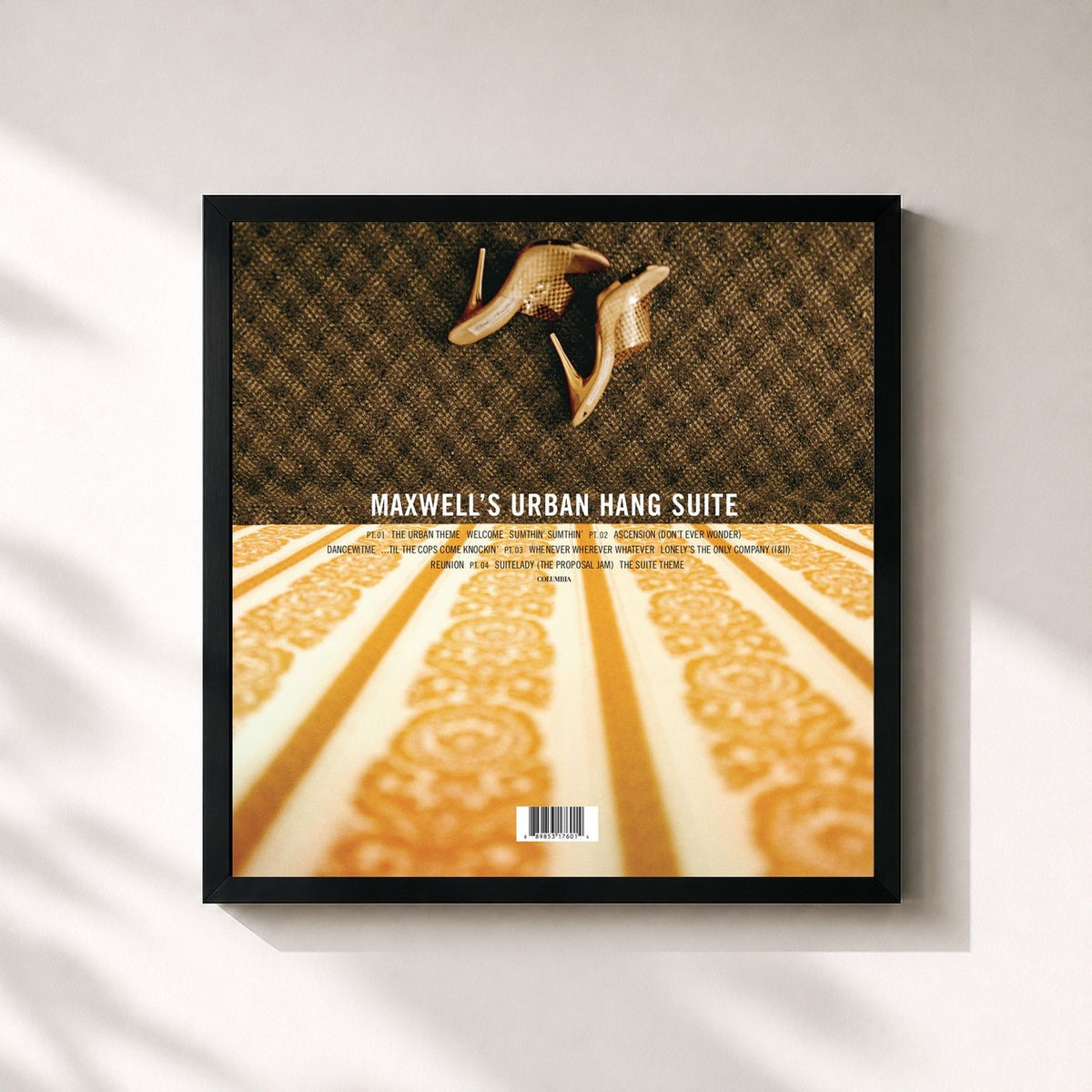 #noir Tableau carré de l'album Maxwell's Urban Hang Suite de Maxwell, cadre noir 32x32 cm