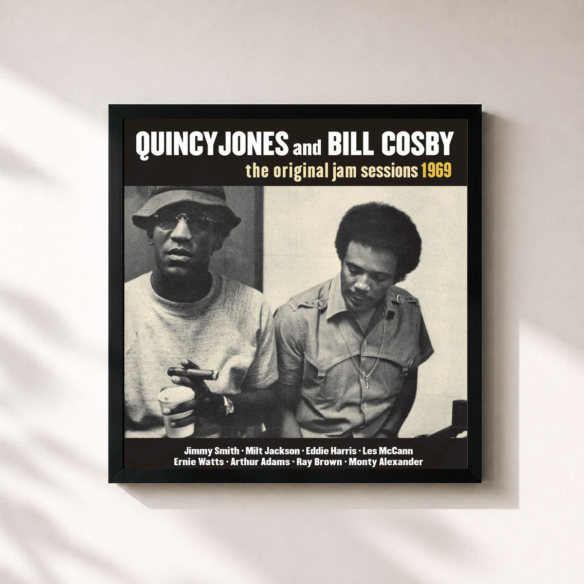 #noir Tableau carré de l'album The Original Jam Sessions 1969 de Quincy Jones, cadre noir 32x32 cm