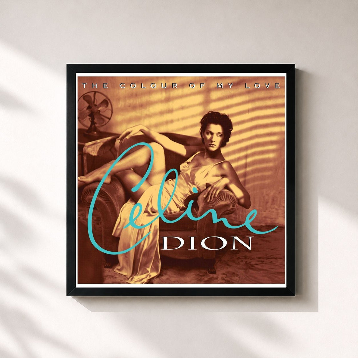 #noir Tableau carré de l'album The Colour Of My Love de Céline Dion, cadre noir 32x32 cm