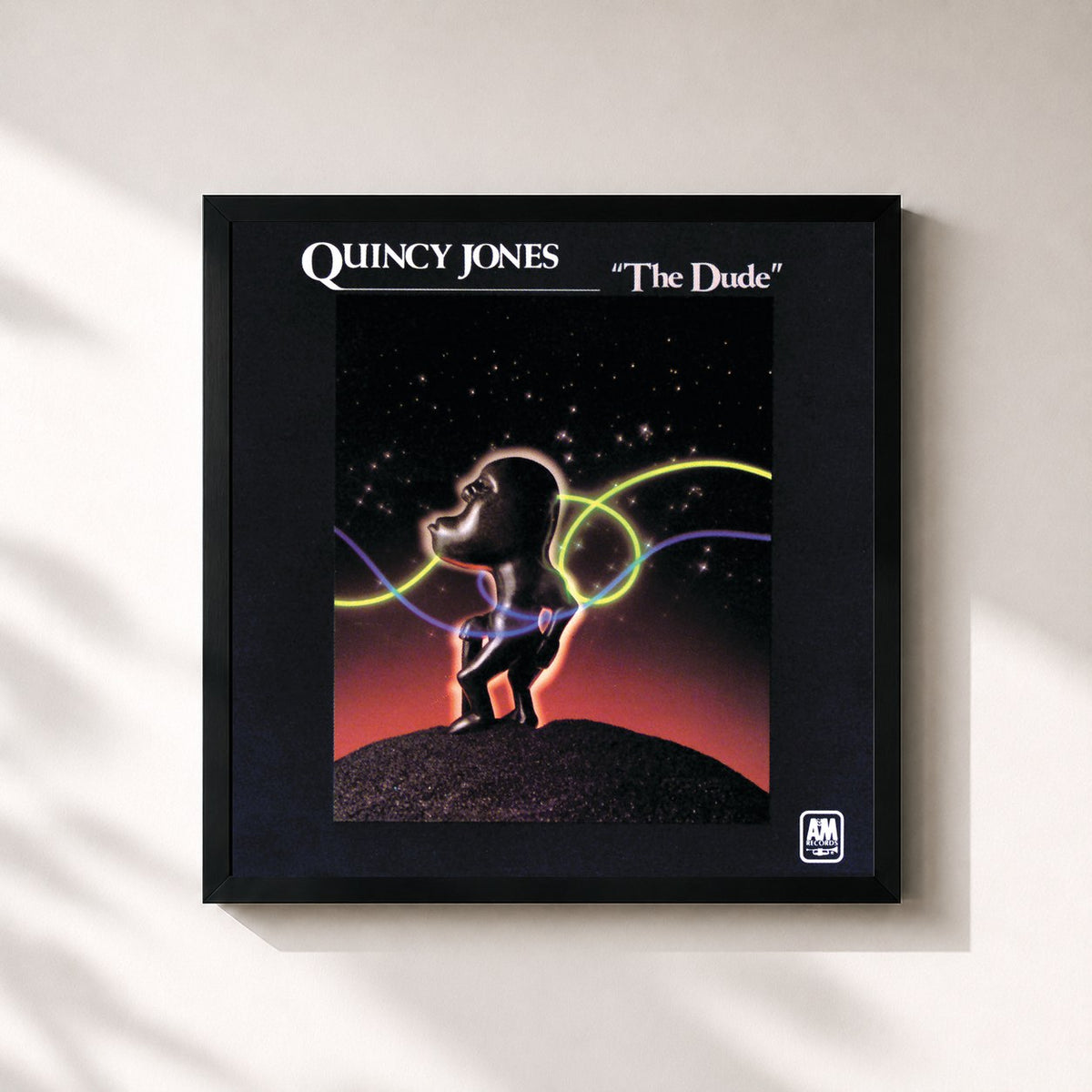 #noir Tableau carré de l'album The Dude de Quincy Jones, cadre noir 32x32 cm