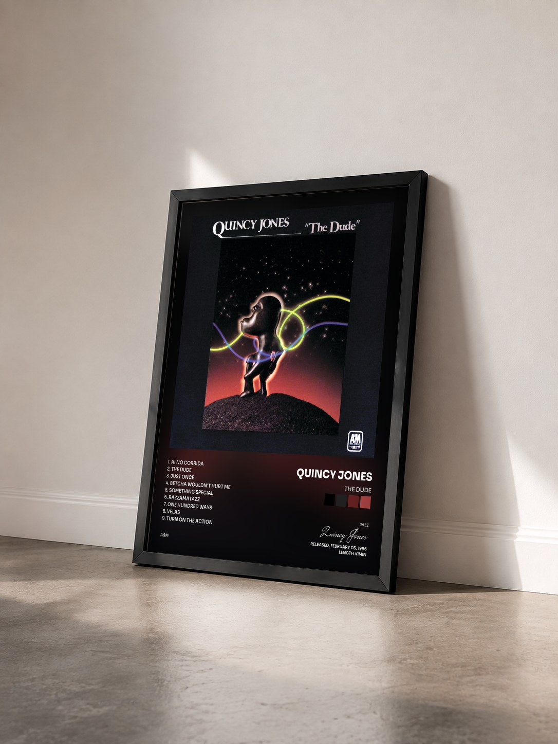 #noir Tableau de l'album The Dude de Quincy Jones vu de trois quarts, cadre noir