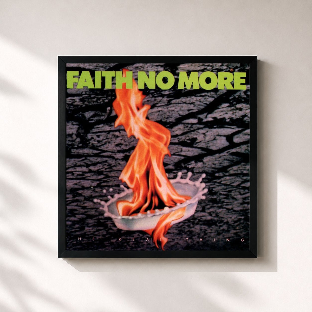 #noir Tableau carré de l'album The Real Thing de Faith No More, cadre noir 32x32 cm