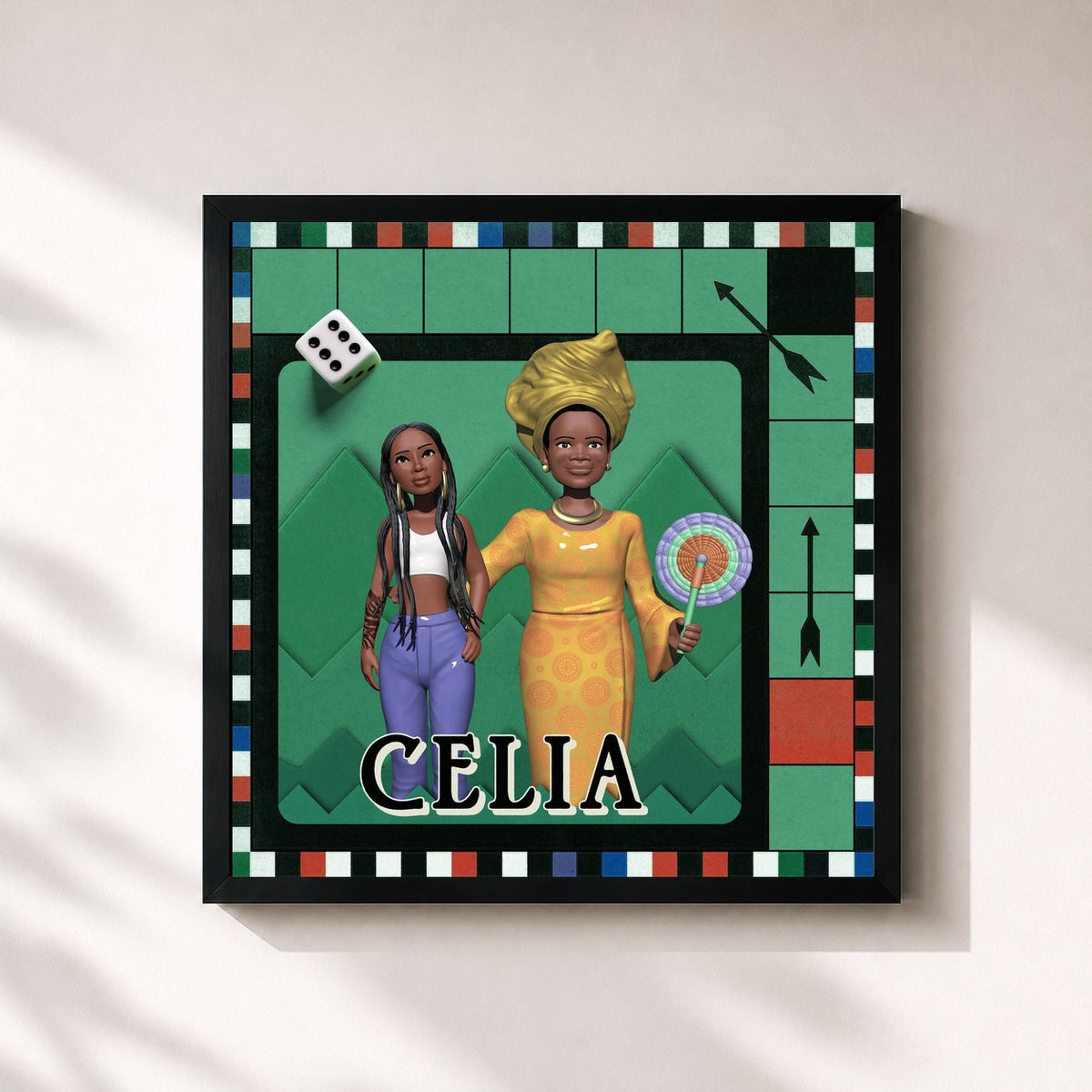 #noir Celia von Tiwa Savage als quadratischer Kunstdruck, schwarzer Rahmen 32x32 cm