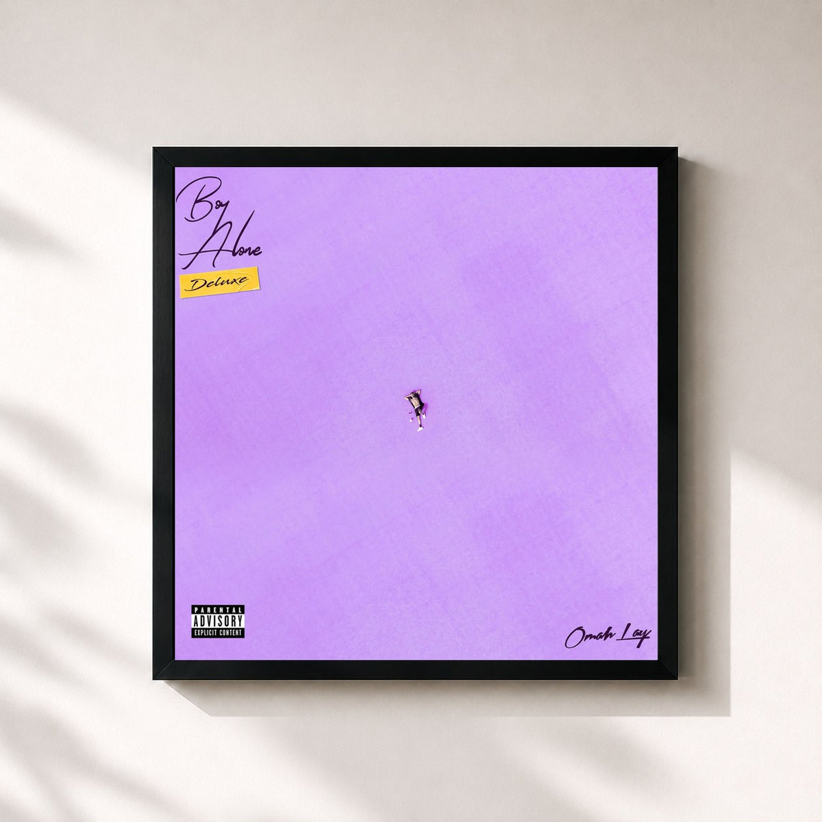 #noir Tableau carré de l'album Boy Alone (Deluxe) de Omah lay, cadre noir 32x32 cm