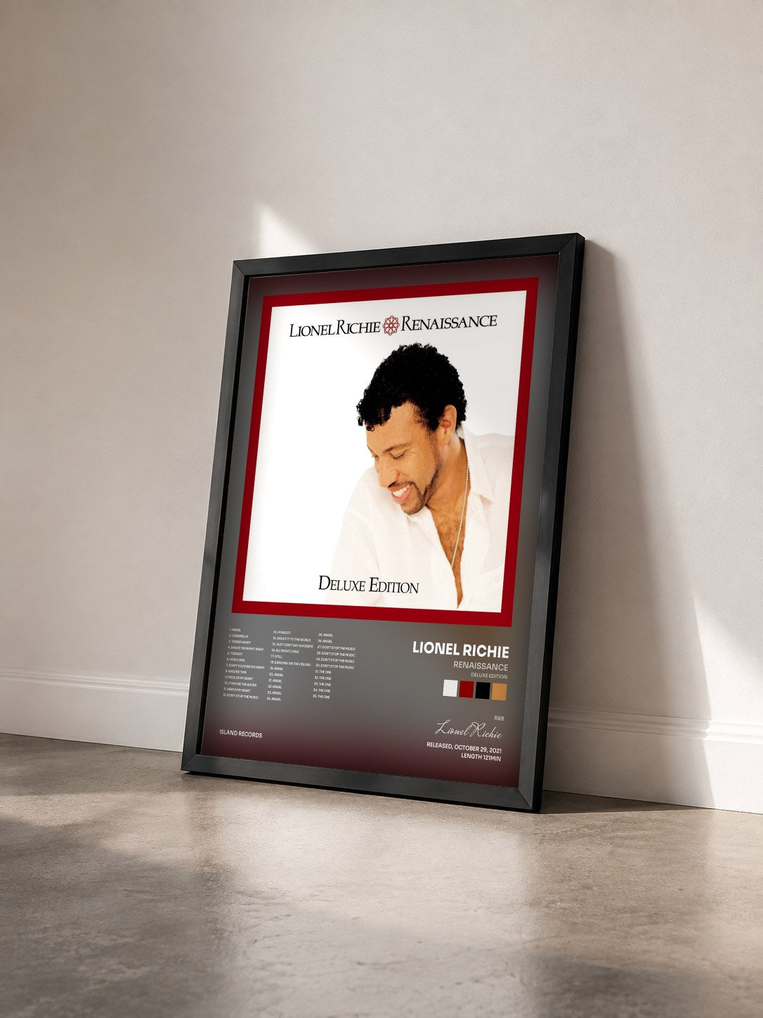 #noir Tableau de l'album Renaissance (Deluxe Edition) de Lionel Richie vu de trois quarts, cadre noir