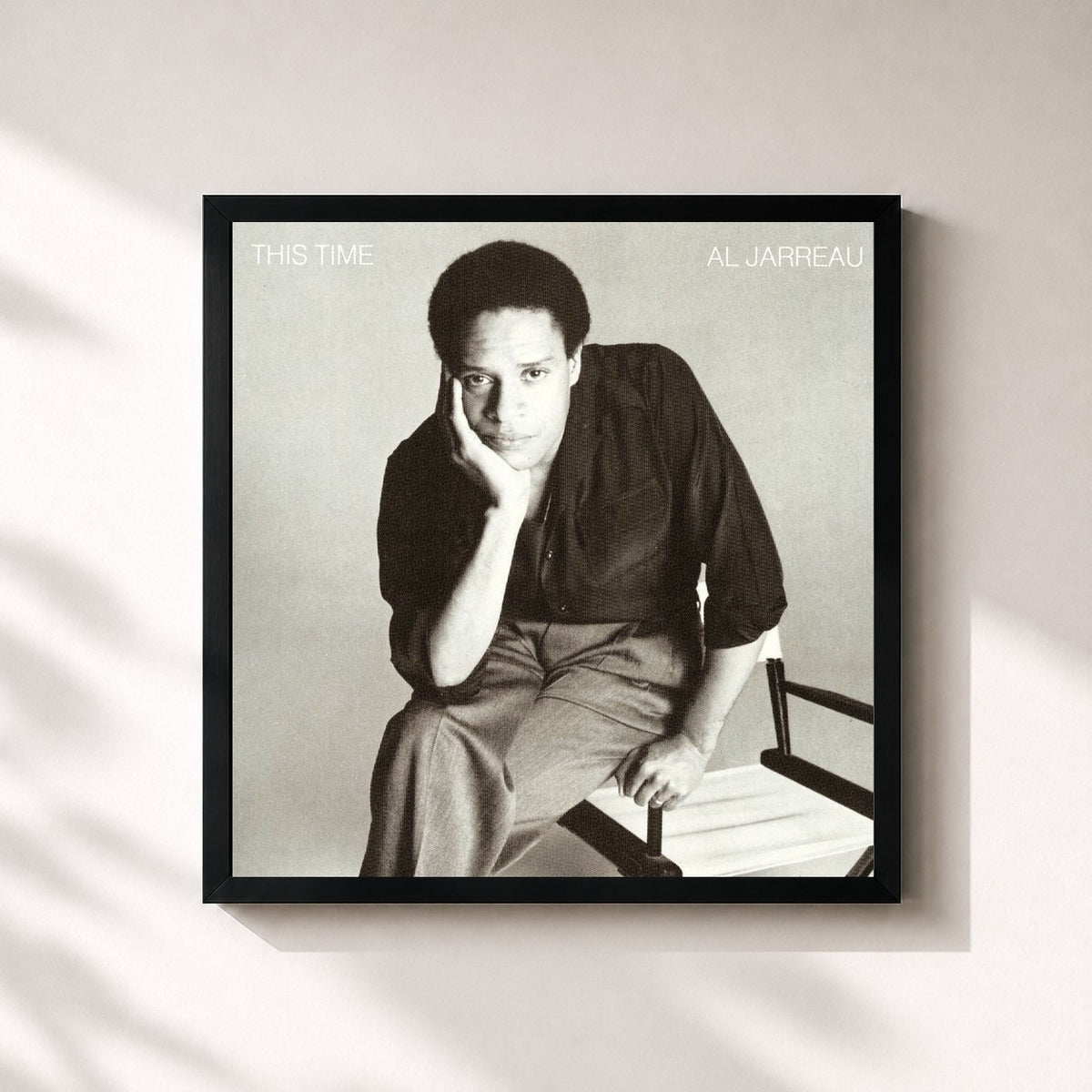 #noir Tableau carré de l'album This Time de Al Jarreau, cadre noir 32x32 cm