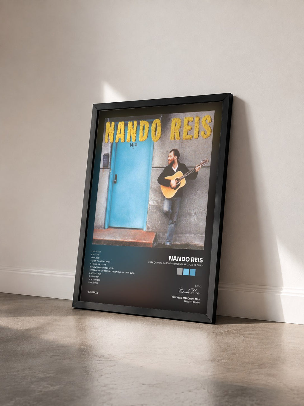 #noir Tableau de l'album Para Quando o Arco Íris Encontrar o Pote de Ouro de Nando Reis vu de trois quarts, cadre noir