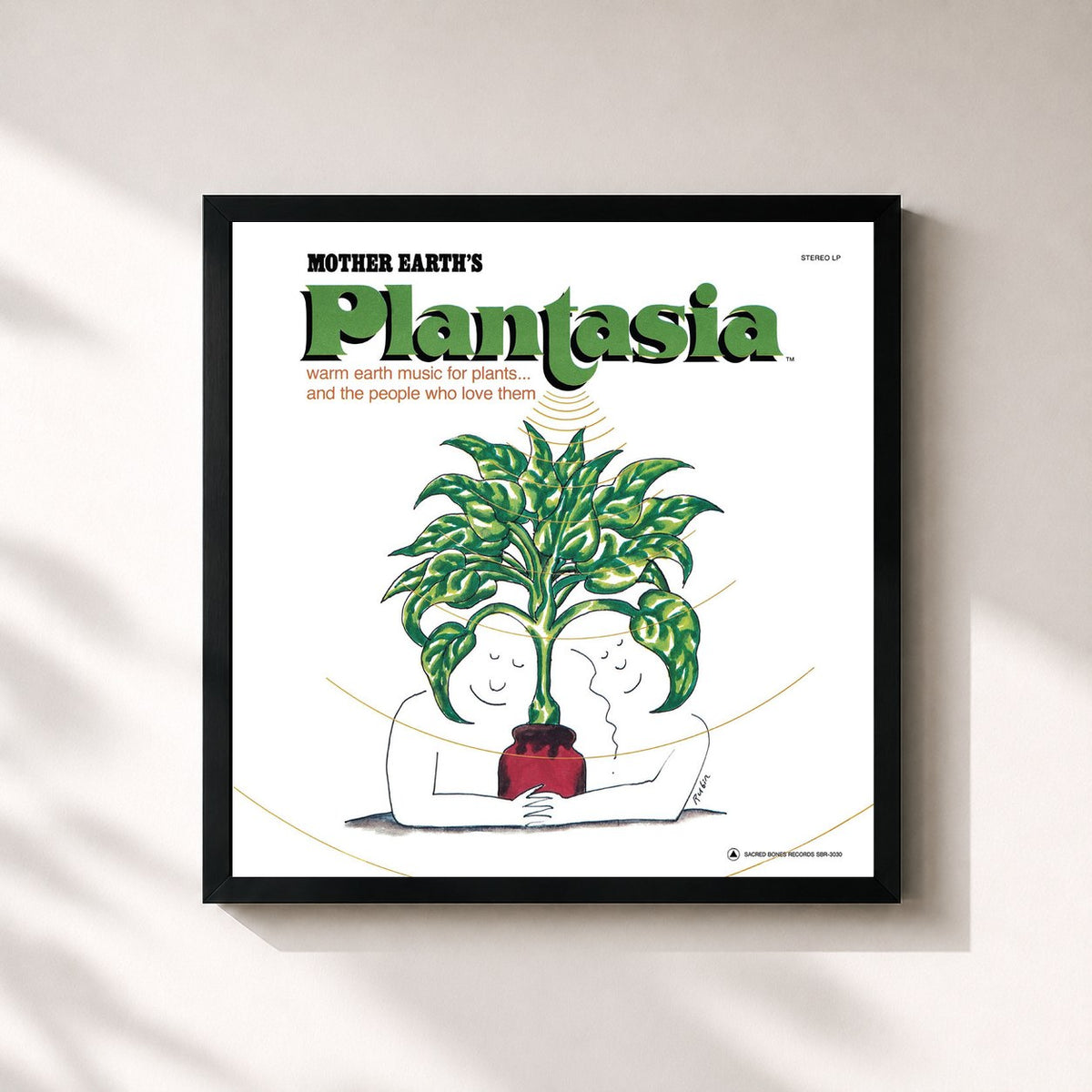 #noir Tableau carré de l'album Mother Earth's Plantasia de Mort Garson, cadre noir 32x32 cm