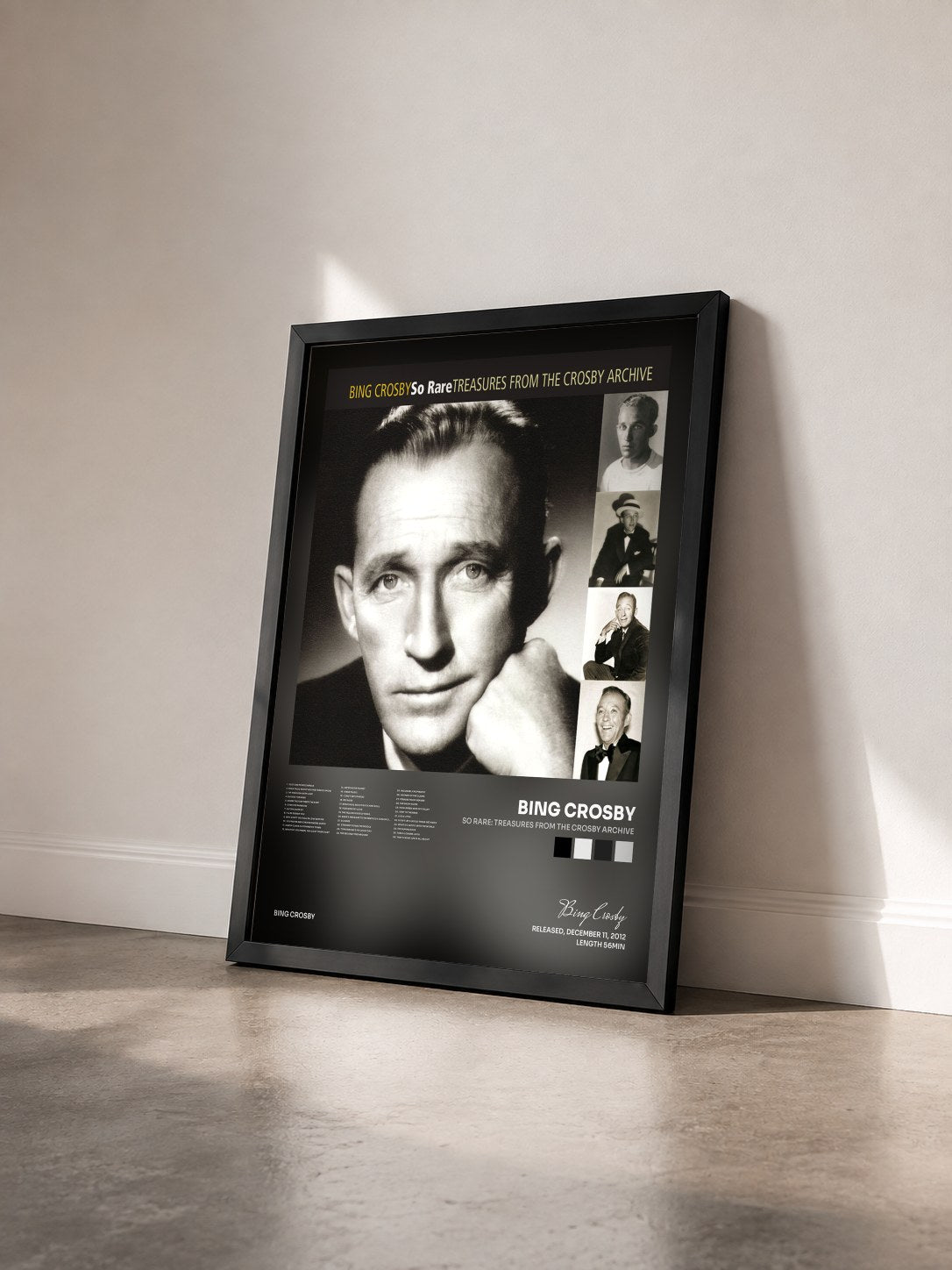 #noir Tableau de l'album So Rare: Treasures From The Crosby Archive de Bing Crosby vu de trois quarts, cadre noir