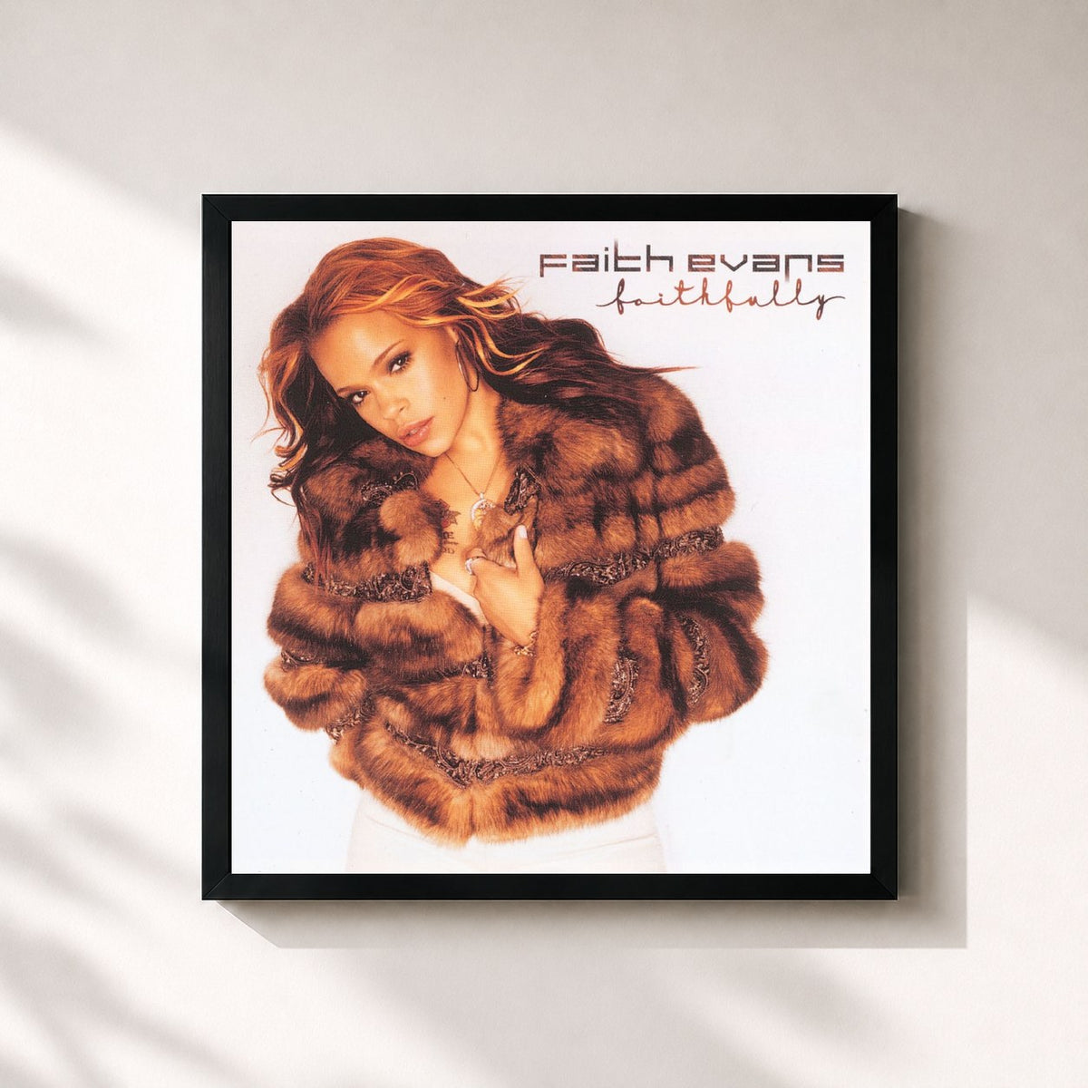 #noir Tableau carré de l'album Faithfully de Faith Evans, cadre noir 32x32 cm