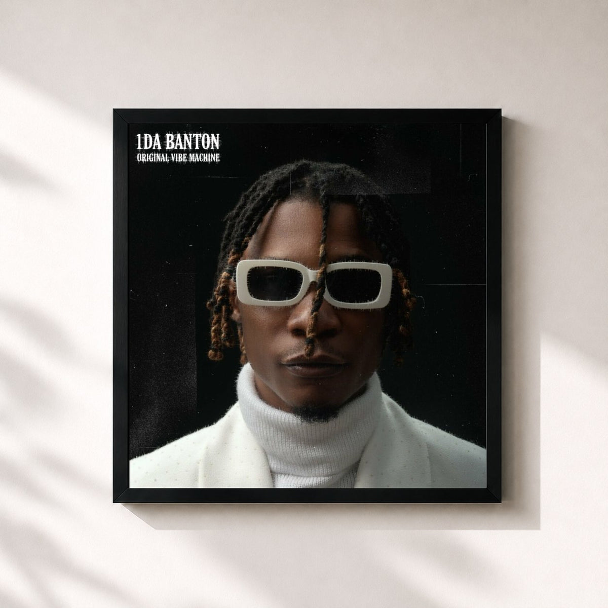#noir Tableau carré de l'album Original Vibe Machine de 1da Banton, cadre noir 32x32 cm