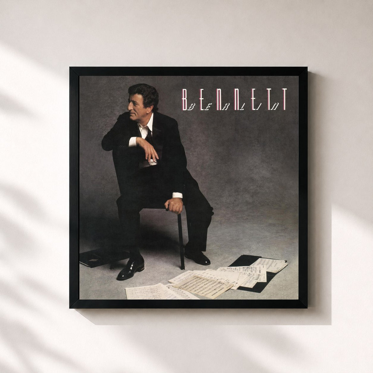 #noir Tableau carré de l'album Bennett/Berlin de Tony Bennett, cadre noir 32x32 cm