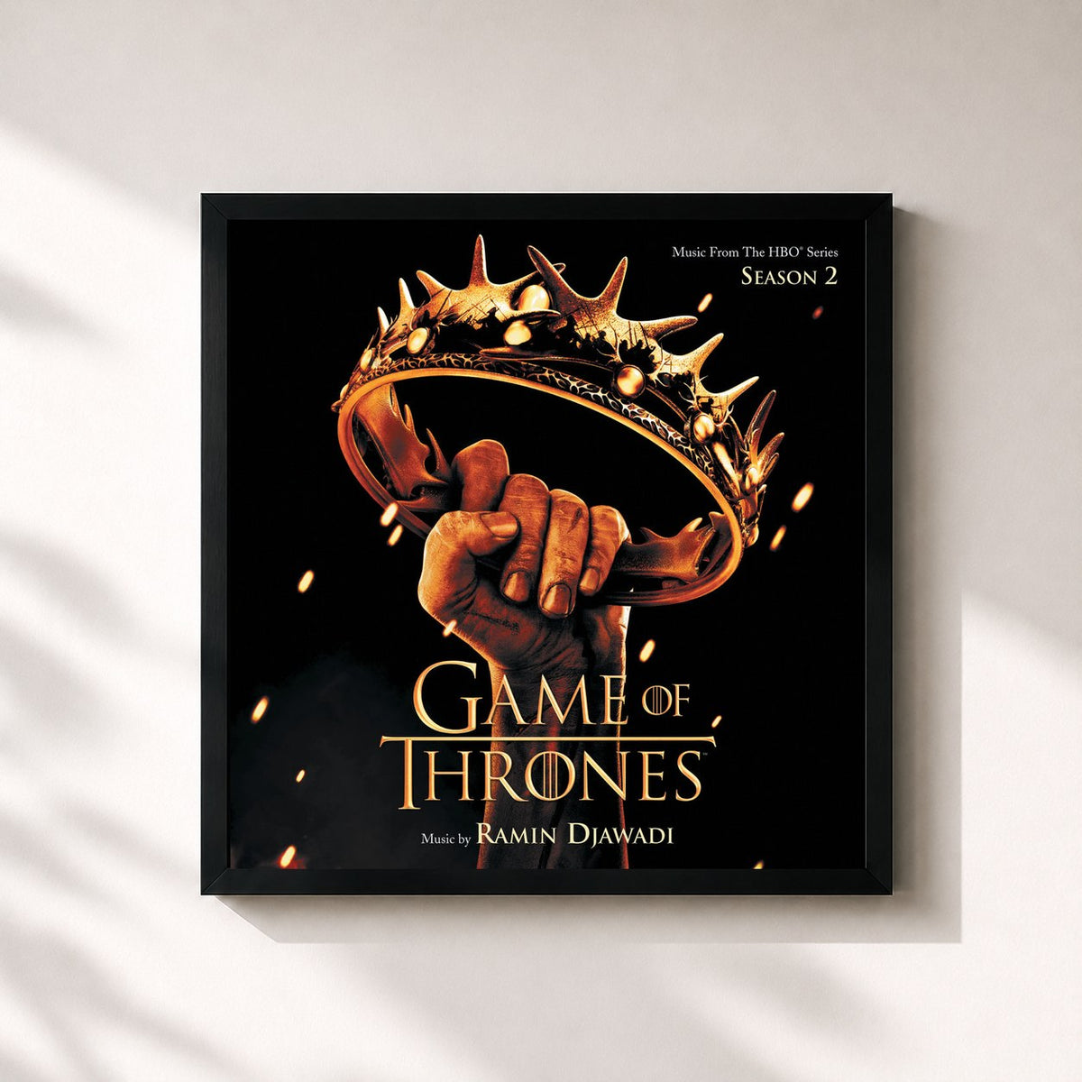 #noir Tableau carré de l'album Game Of Thrones: Season 2 (Music From The HBO Series) de Ramin Djawadi, cadre noir 32x32 cm
