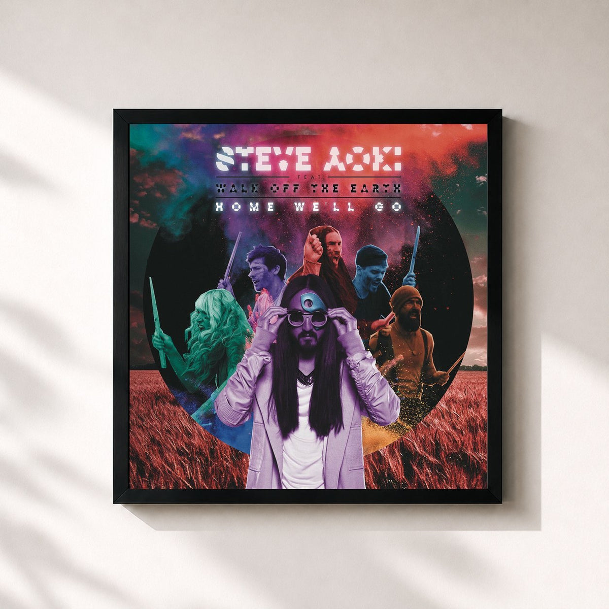 #noir Tableau carré de l'album Home We'll Go (Take My Hand) (Remixes) de Steve Aoki, cadre noir 32x32 cm