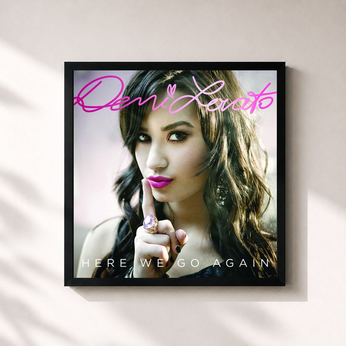 #noir Tableau carré de l'album Here We Go Again de Demi Lovato, cadre noir 32x32 cm