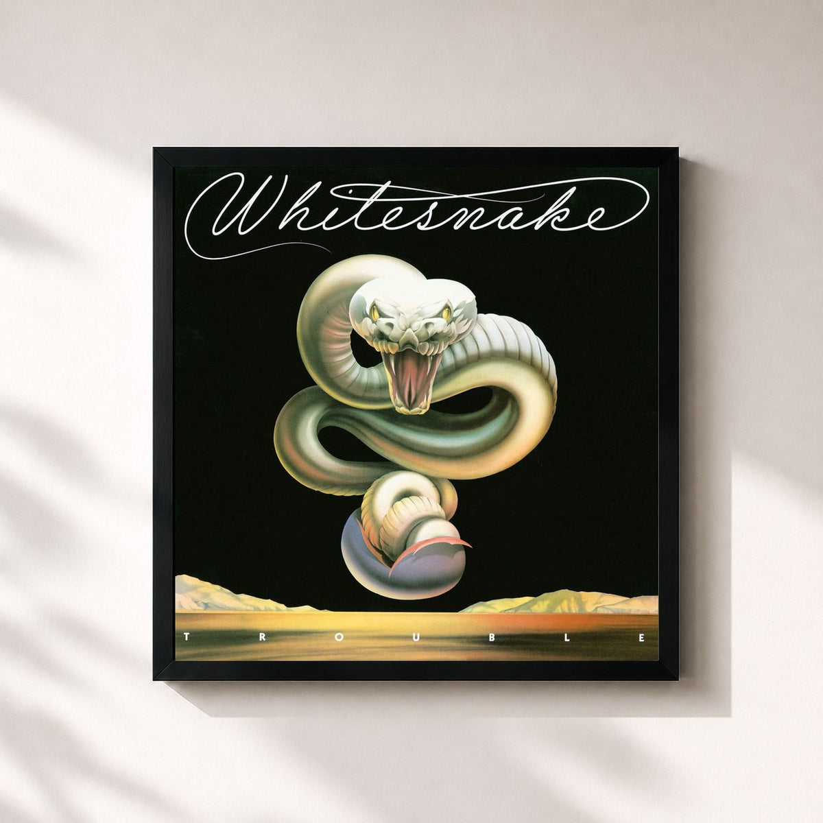 #noir Trouble (2013 Remaster) di Whitesnake in stampa quadrata incorniciata, cornice nera 32x32 cm