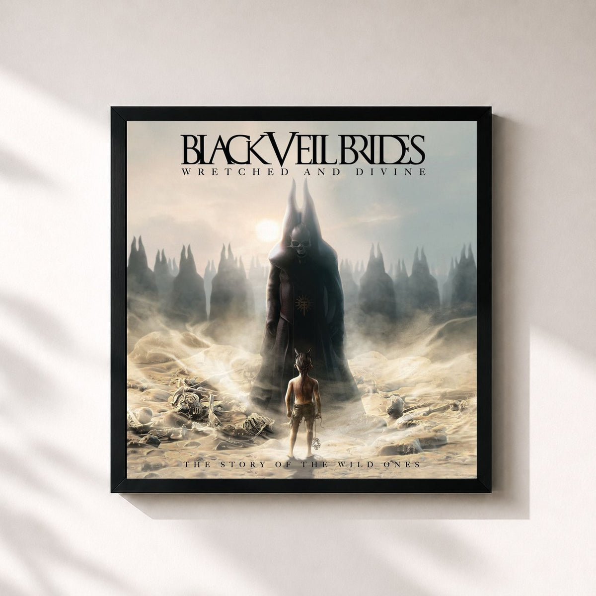 #noir Wretched And Divine: The Story Of The Wild Ones de Black Veil Brides en lámina cuadrada enmarcada, marco negro de 32x32 cm