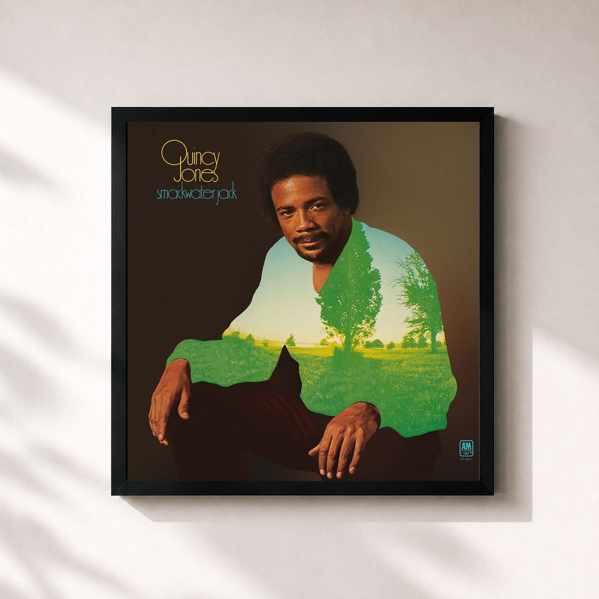 #noir Tableau carré de l'album Smackwater Jack de Quincy Jones, cadre noir 32x32 cm