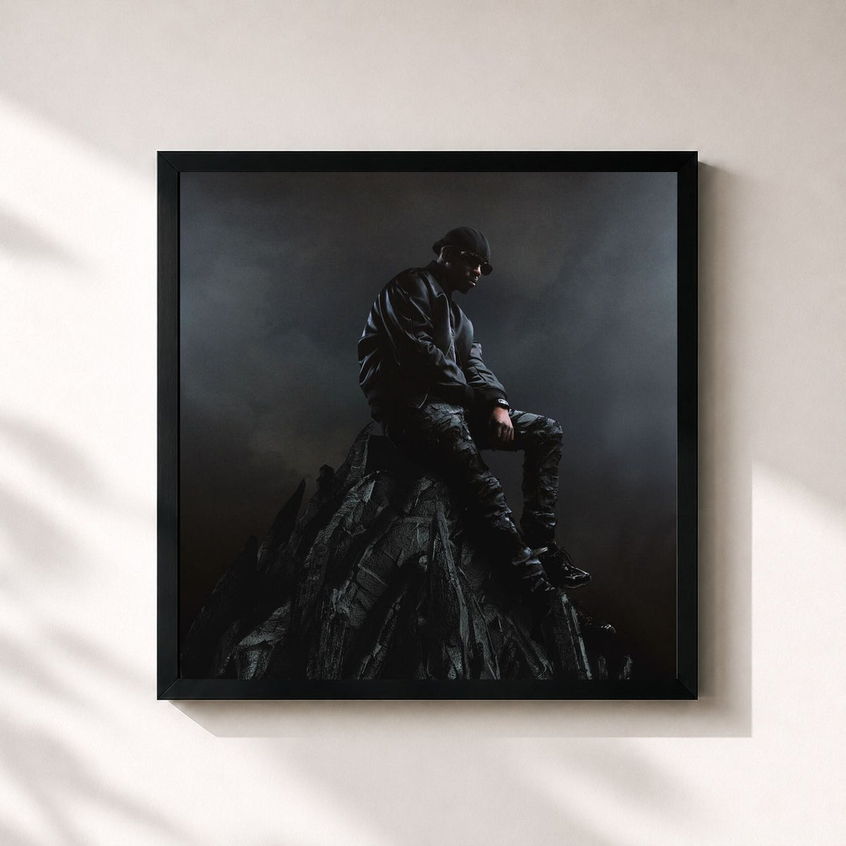 #noir Tableau carré de l'album Diamant Noir de Werenoi, cadre noir 32x32 cm