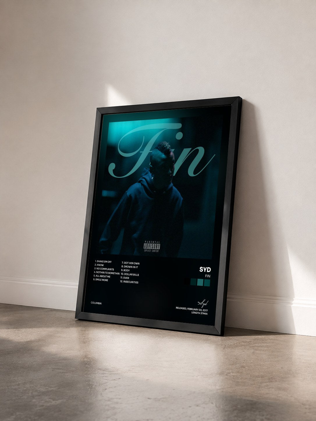 #noir Tableau de l'album Fin de Syd vu de trois quarts, cadre noir