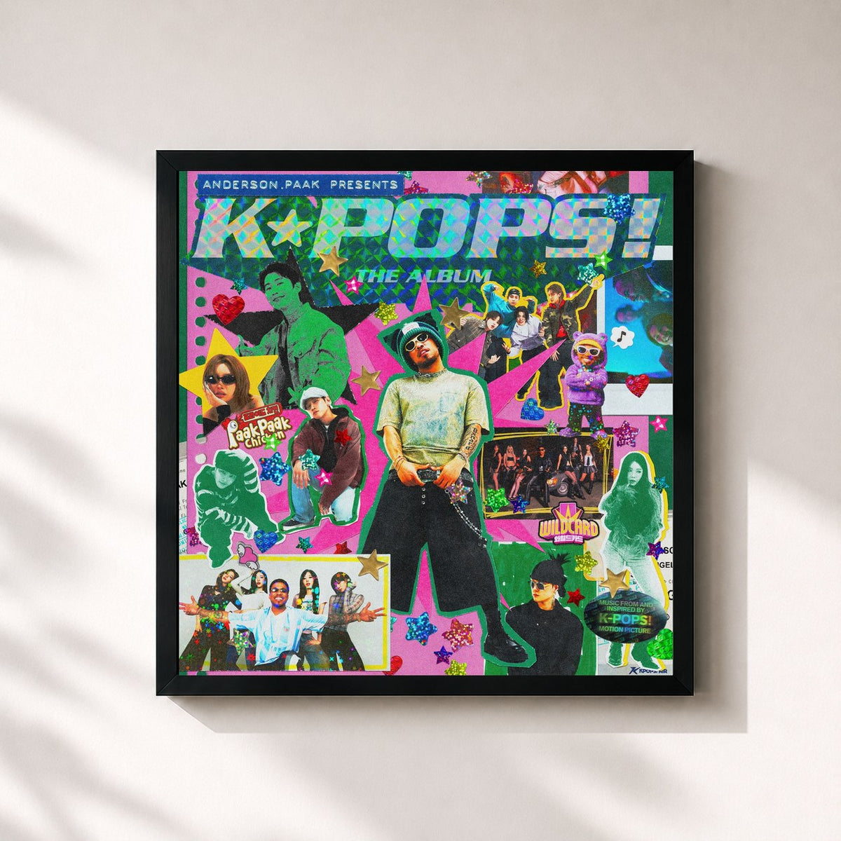 #noir Tableau carré de l'album K-POPS! (Music from and inspired by K-POPS! Motion Picture) de Anderson .Paak, cadre noir 32x32 cm
