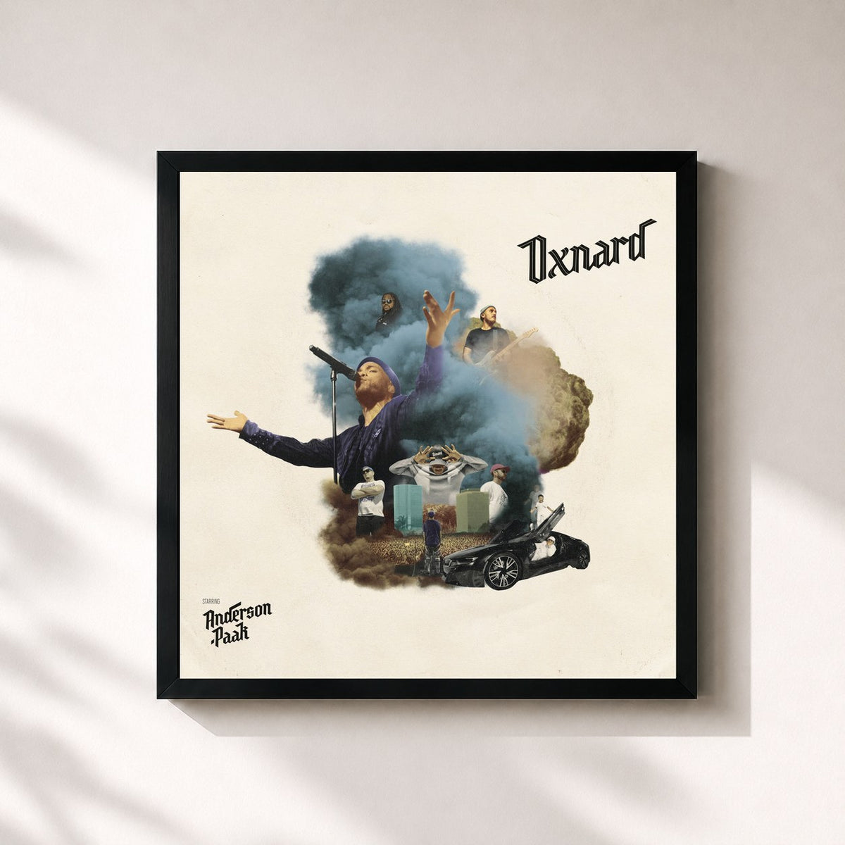 #noir Tableau carré de l'album Oxnard de Anderson .Paak, cadre noir 32x32 cm