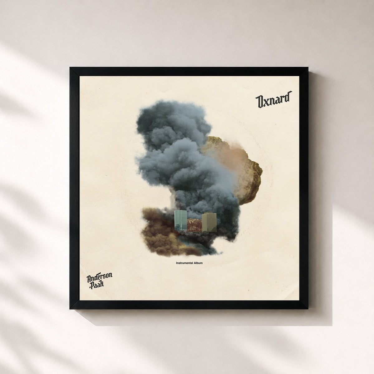#noir Tableau carré de l'album Oxnard (Instrumentals) de Anderson .Paak, cadre noir 32x32 cm