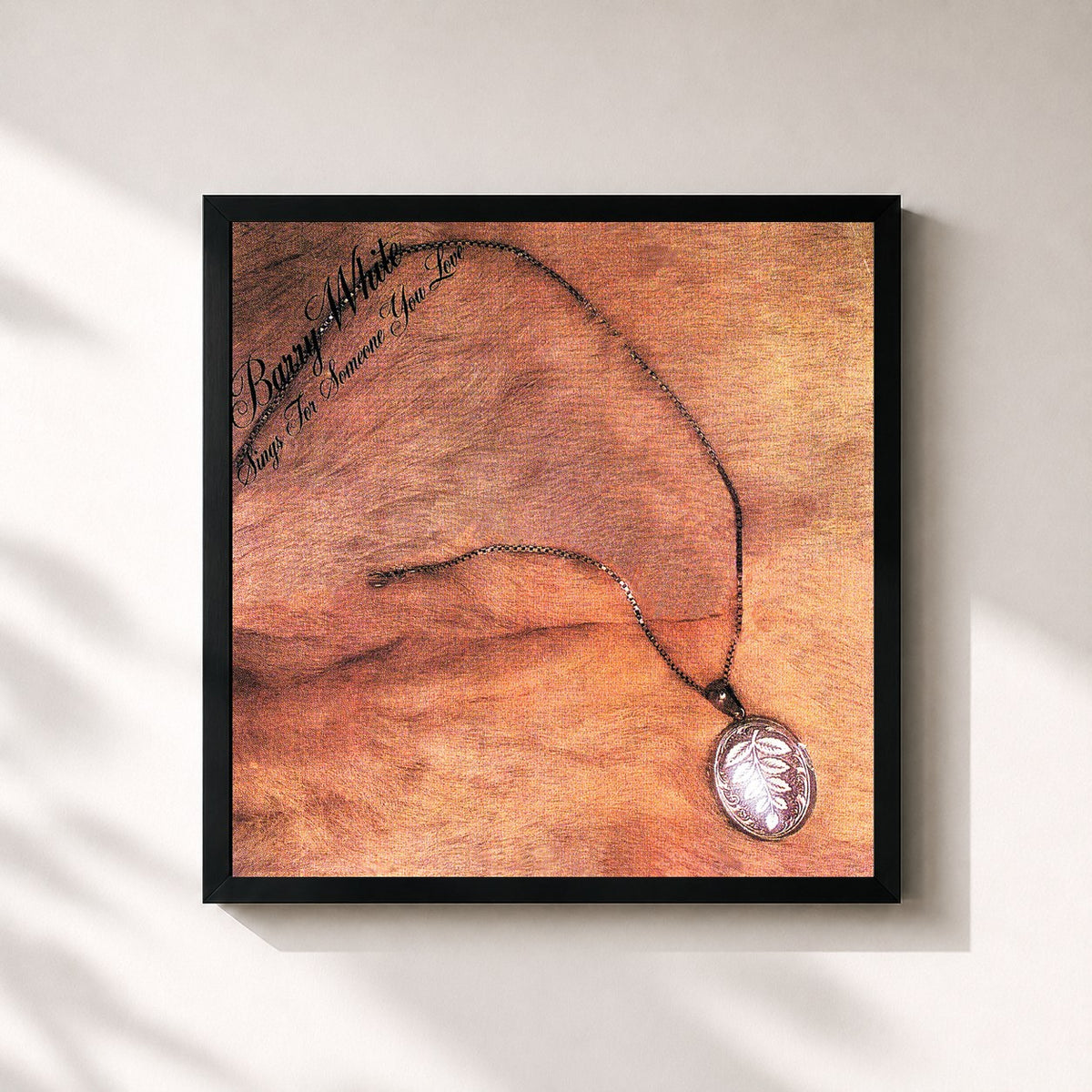 #noir Barry White Sings For Someone You Love de Barry White en lámina cuadrada enmarcada, marco negro de 32x32 cm
