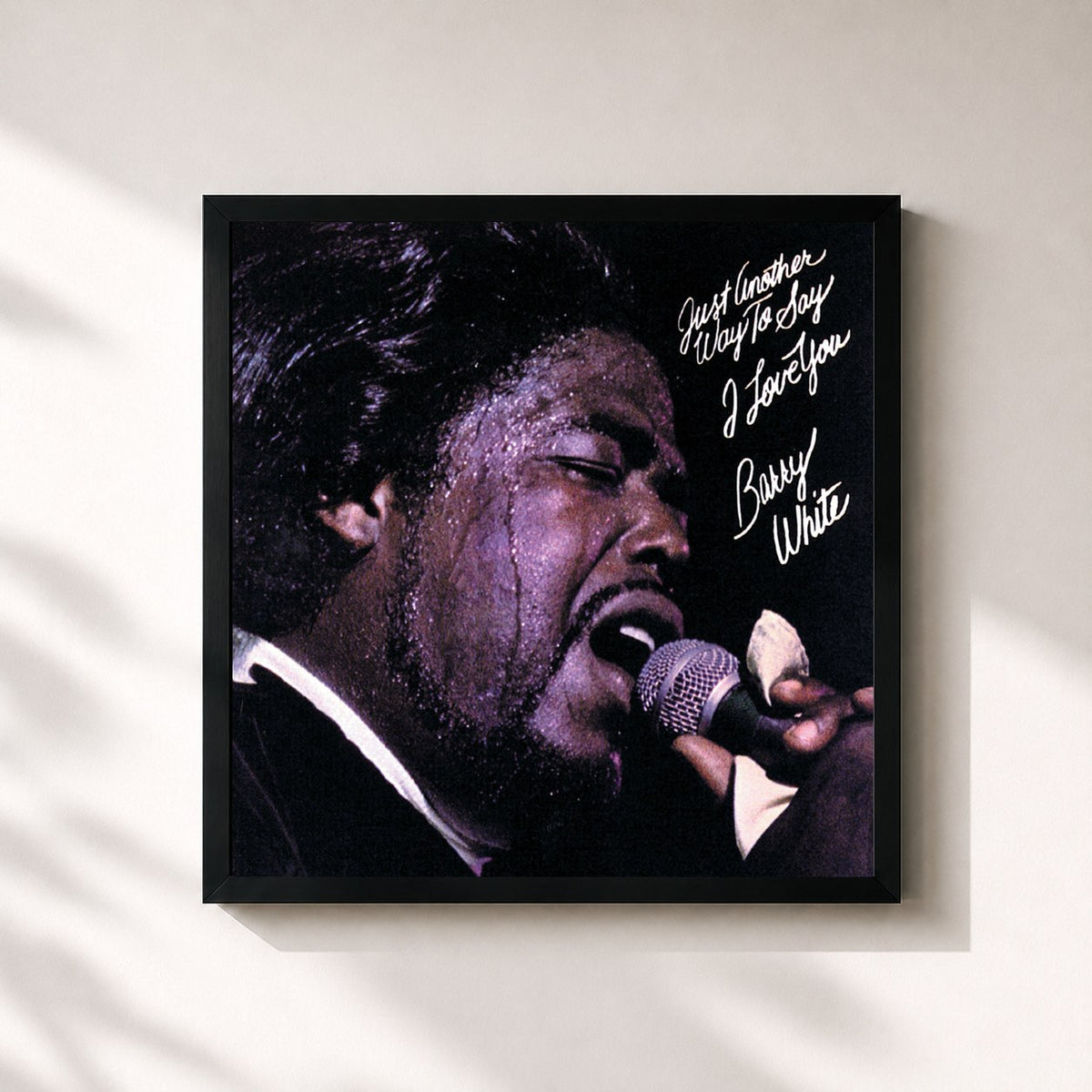 #noir Just Another Way To Say I Love You de Barry White en lámina cuadrada enmarcada, marco negro de 32x32 cm
