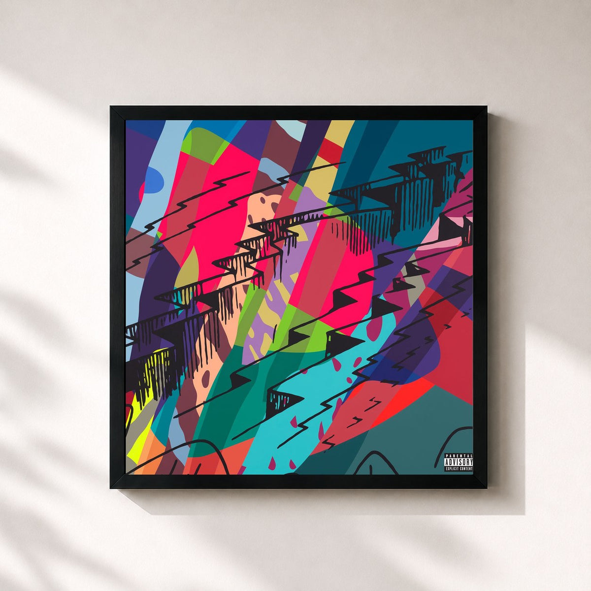 #noir Tableau carré de l'album INSANO de Kid Cudi, cadre noir 32x32 cm