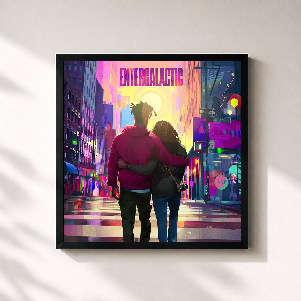 #noir Tableau carré de l'album Entergalactic de Kid Cudi, cadre noir 32x32 cm