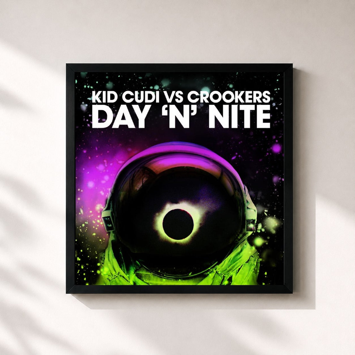 #noir Tableau carré de l'album Day 'n' Nite - EP de Kid Cudi, cadre noir 32x32 cm