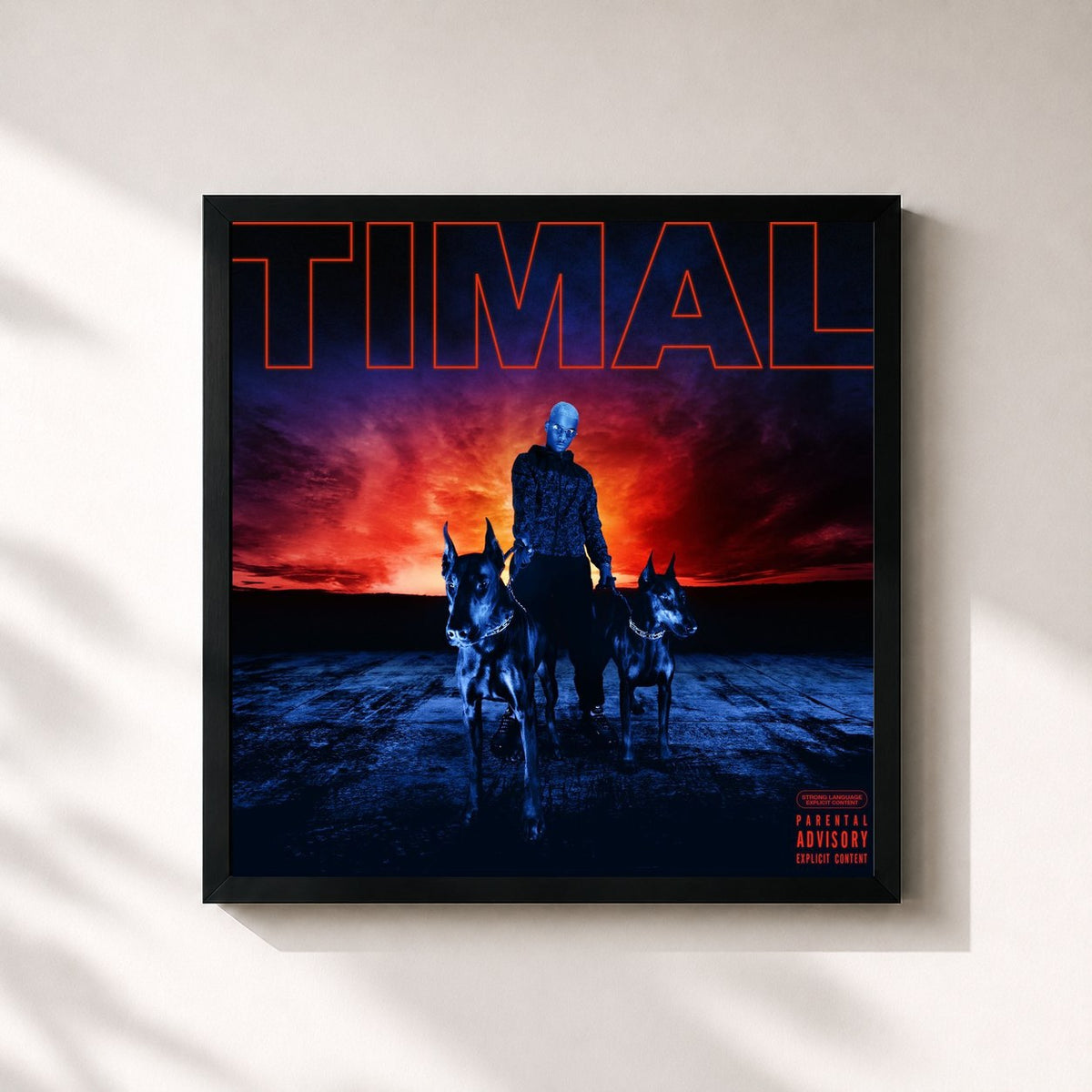 #noir Tableau carré de l'album Caliente de Timal, cadre noir 32x32 cm