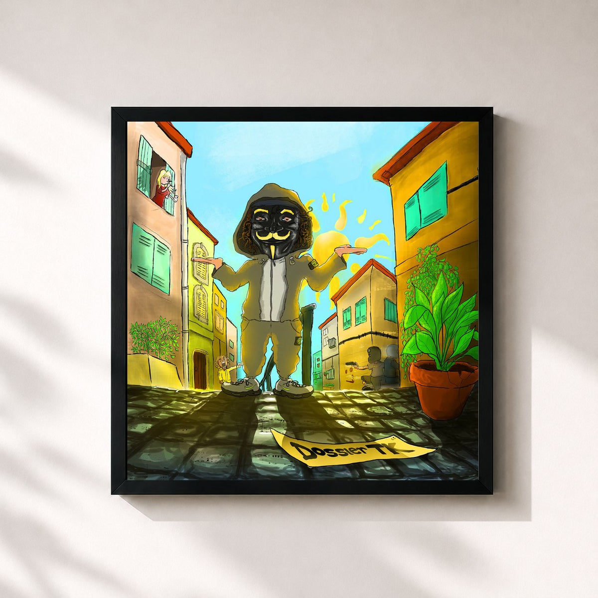 #noir Tableau carré de l'album Dossier TK de TK, cadre noir 32x32 cm