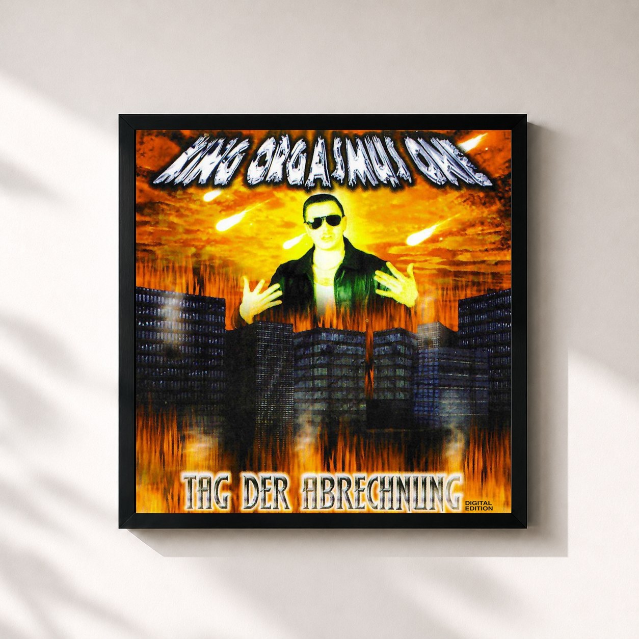 #noir Tableau carré de l'album Tag der Abrechnung (Digital Edition) de King Orgasmus One, cadre noir 32x32 cm