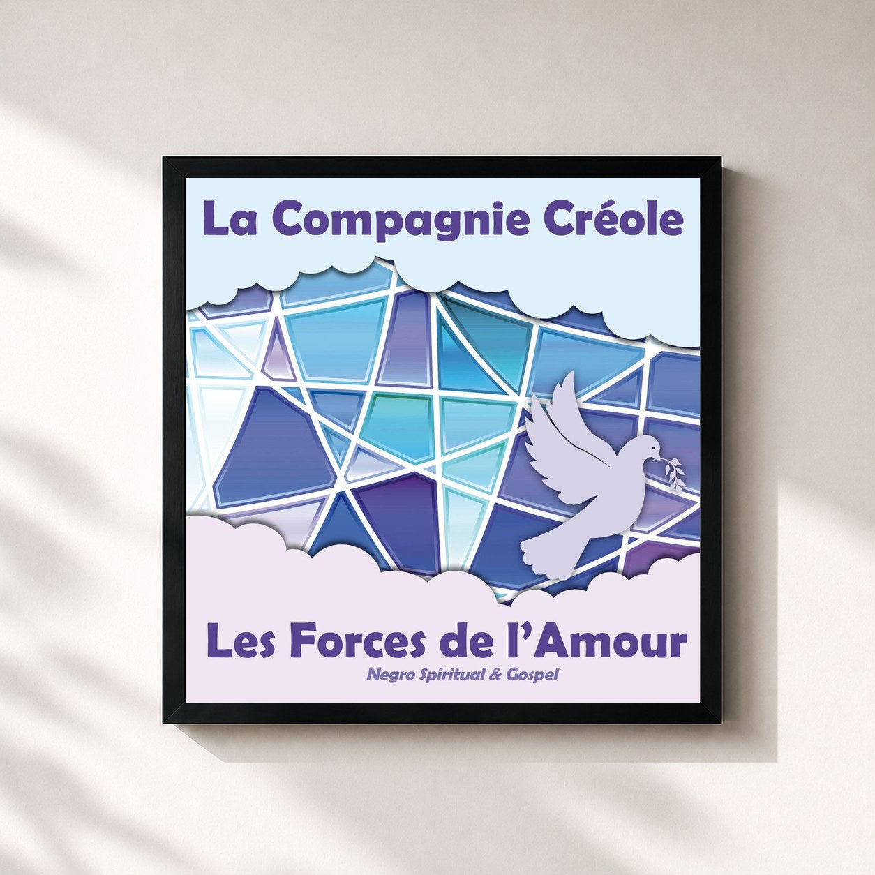 #noir Tableau carré de l'album Les Forces de l'Amour de La Compagnie Créole, cadre noir 32x32 cm