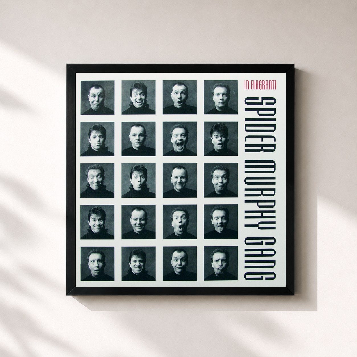 #noir Tableau carré de l'album In Flagranti (Remastered) de Spider Murphy Gang, cadre noir 32x32 cm