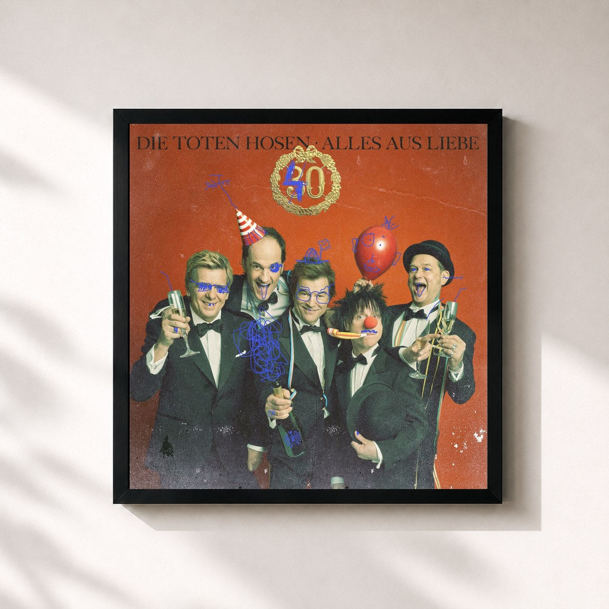 #noir Tableau carré de l'album Alles aus Liebe: 40 Jahre Die Toten Hosen de Die Toten Hosen, cadre noir 32x32 cm