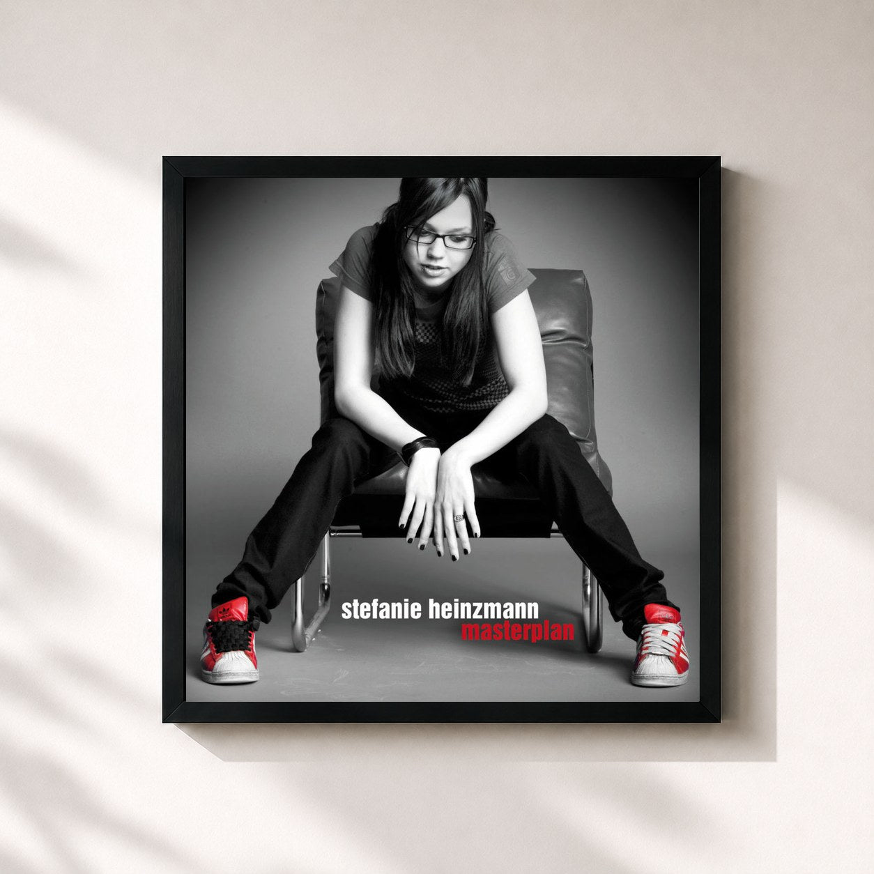 #noir Tableau carré de l'album Masterplan de Stefanie Heinzmann, cadre noir 32x32 cm