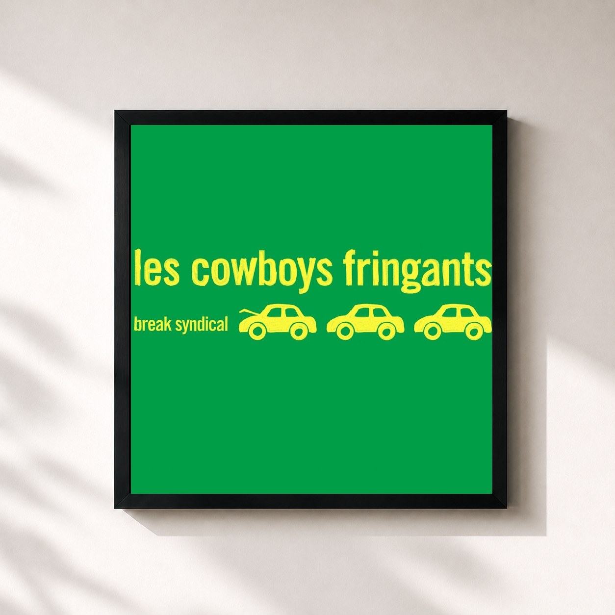 #noir Tableau carré de l'album Break syndical de Les Cowboys Fringants, cadre noir 32x32 cm